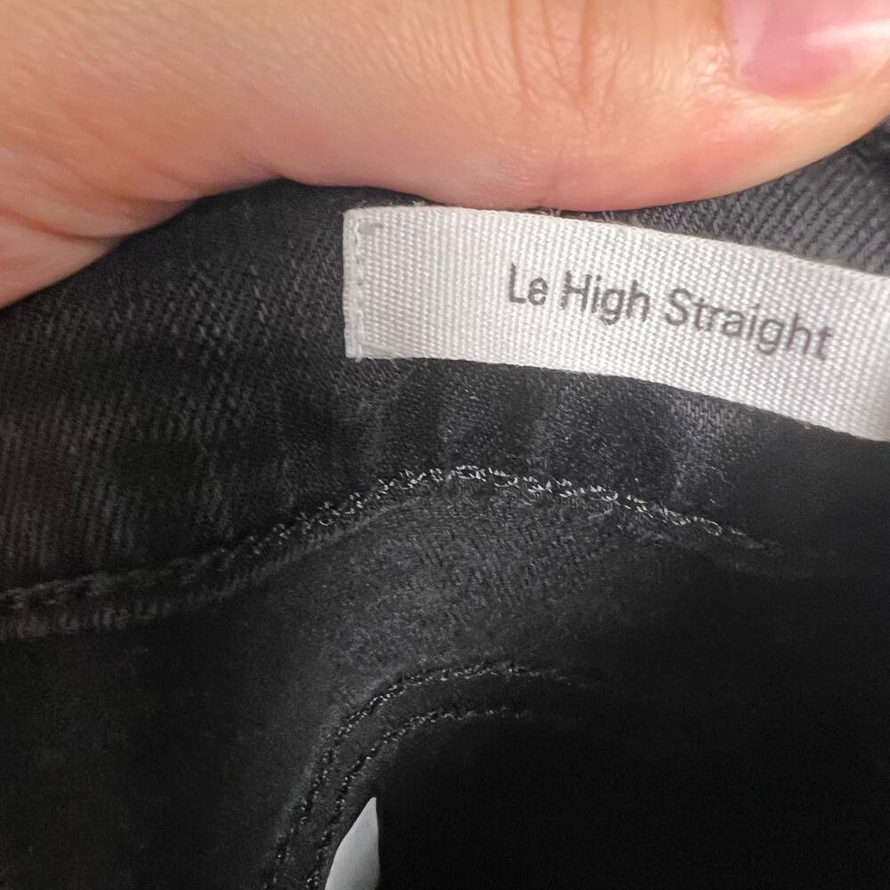 Frame Le High Straight Fringe Hem Noir Black Jeans Size 28 - Picture 7 of 9